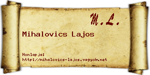 Mihalovics Lajos névjegykártya